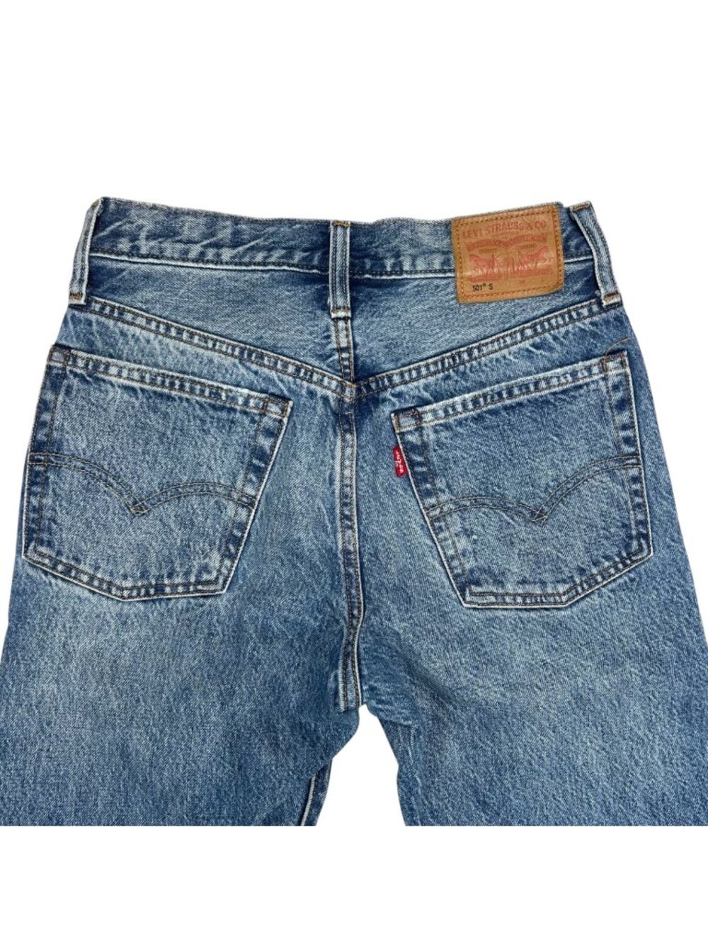 Levi’s White Oak Cone Denim Blue Jean Crop Distressed Redline Selvedge